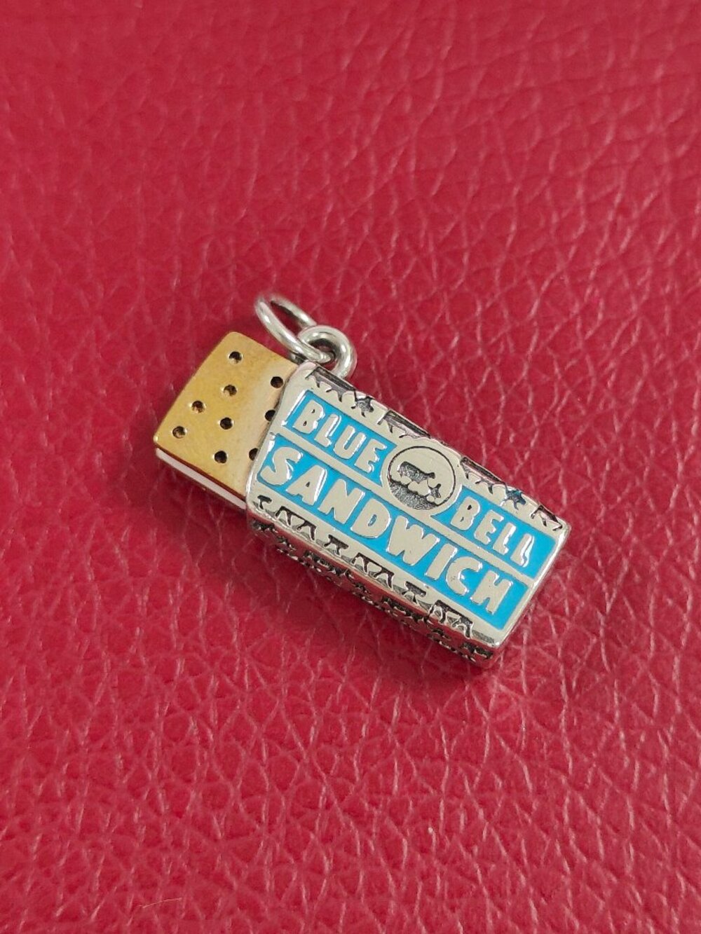 James Avery Enamel Blue Bell Ice Cream Sandwich Charm Sterling Silver Pendant